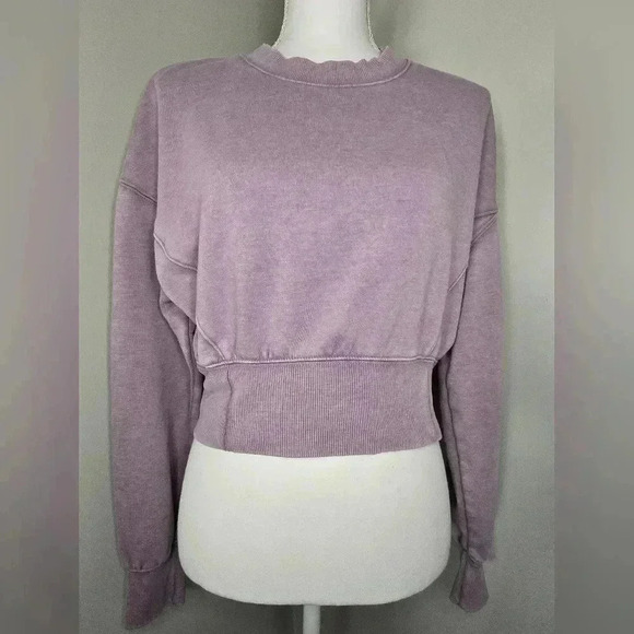 Wild Fable Cropped Crewneck Pullover Sweatshirt Berry Pink - Picture 4 of 11